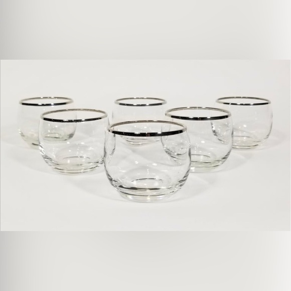 Dorothy Thorpe Other - Vintage Dorothy Thorpe 1960s MCM Silver Rim Roly Poly Cocktail Glasses Set of 6